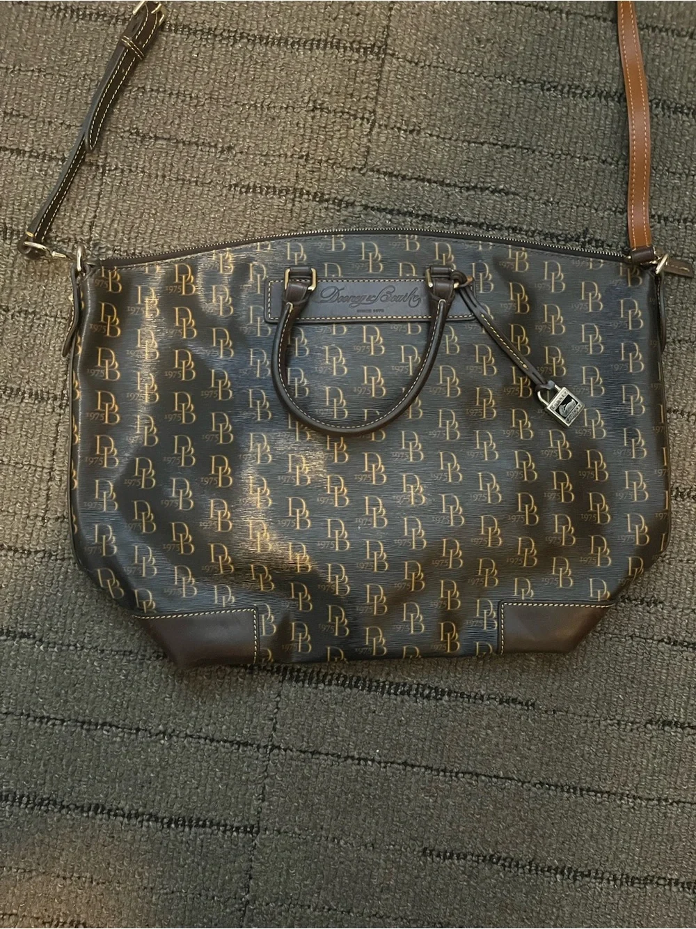 Classic leather Douney and bourke Monogram Satchel Shoulder Bag - Brown
